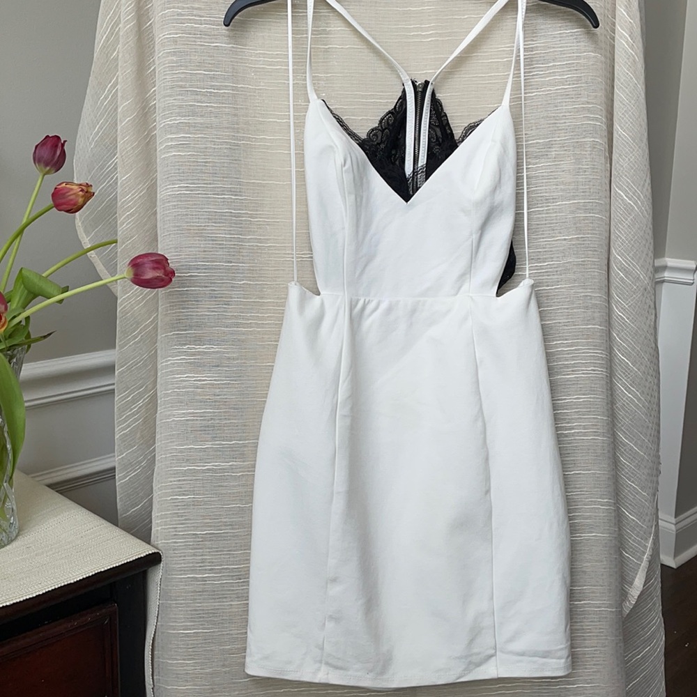 Heartbeat Song Black & Ivory Backless Lace Dress